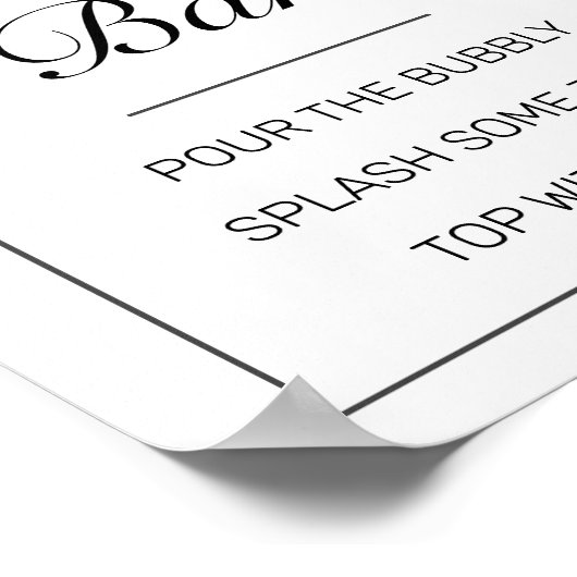 ミニマモダンリスト白ミモザバー結婚のサイン ポスター (角)