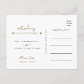 ミニマモダンリスト白写真誕生のお知らせ 案内ポストカード (裏面)