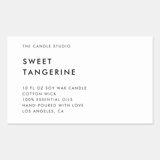 ミニマモダンリスト白包装用キャンドル化粧料 長方形シール (正面)