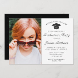 ミニマモダンリスト白卒業写真 招待状