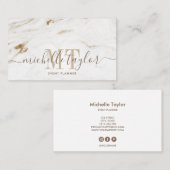 ミニマモダンリスト白大理石金ゴールドモノグラム 名刺 (正面/裏面)