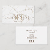 ミニマモダンリスト白大理石金ゴールドモノグラム 名刺 (正面/裏面)