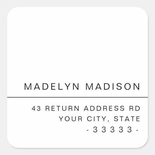 ミニマモダンリスト白差出人住所 スクエアシール (正面)