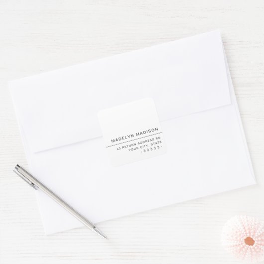ミニマモダンリスト白差出人住所 スクエアシール (封筒)