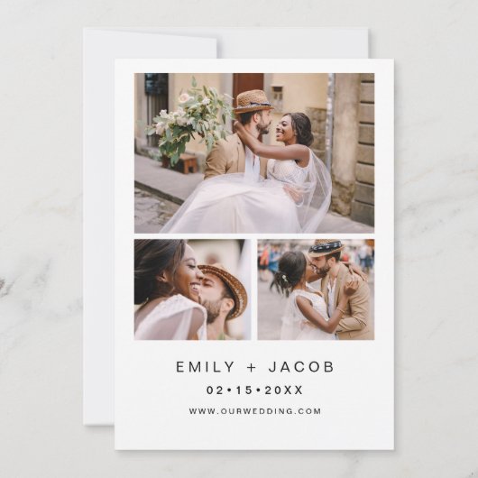 ミニマモダンリスト白結婚人写真4 招待状 (裏面)