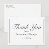 ミニマモダンリスト白結婚黒ありがとう ポストカード (正面/裏面)