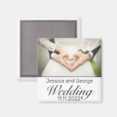 ミニマモダンリスト白結婚黒の写真 マグネット (正面/裏面)