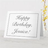 ミニマモダンリスト白誕生日折り返し挨拶 カード (黄色い花)