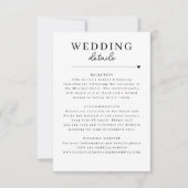 ミニマモダンリスト白黒の結婚詳細カード 招待状 (正面)