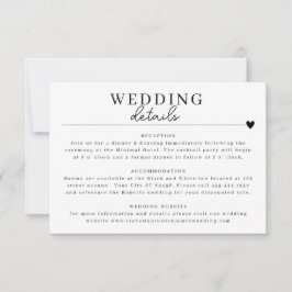 ミニマモダンリスト白黒の結婚詳細カード 招待状