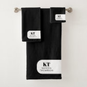 ミニマモダンリスト白黒イニシャルモノグラム バスタオルセット (インサイチュ)