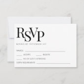 ミニマモダンリスト白黒ウェディングRSVPカード 出欠カード (正面)