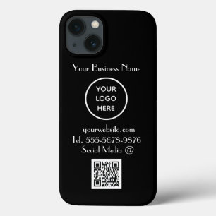 ミニマモダンリスト白黒カスタムロゴQRコード iPhone 13ケース
