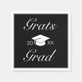 ミニマモダンリスト白黒グラッツ卒業 スタンダードカクテルナプキン