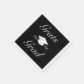 ミニマモダンリスト白黒グラッツ卒業 スタンダードカクテルナプキン (角)