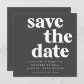 ミニマモダンリスト白黒シンプルはっきりした セーブザデート (正面/裏面)