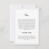 ミニマモダンリスト白黒シンプル記念碑 サンキューカード (裏面)