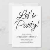 ミニマモダンリスト白黒バースデーパーティシック 招待状 (正面)