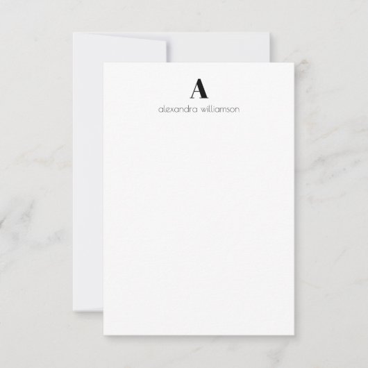 ミニマモダンリスト白黒パーソナライズされた サンキューカード (正面)