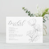ミニマモダンリスト白黒フローラブライダルブランチ 招待状 (スタンド正面)