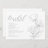 ミニマモダンリスト白黒フローラブライダルブランチ 招待状 (正面/裏面)