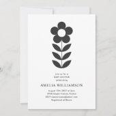 ミニマモダンリスト白黒フローラベビーシャワー 招待状 (正面)