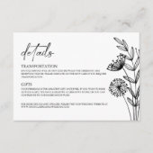 ミニマモダンリスト白黒フローラ結婚の エンクロージャーカード (正面)