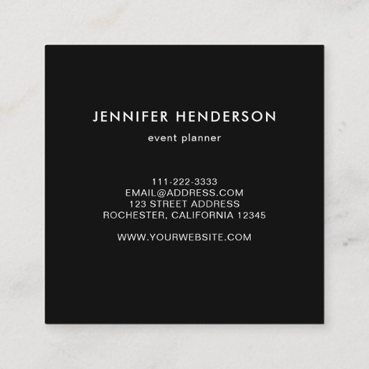 ミニマモダンリスト白黒プロフェッショナル スクエア名刺 (裏面)