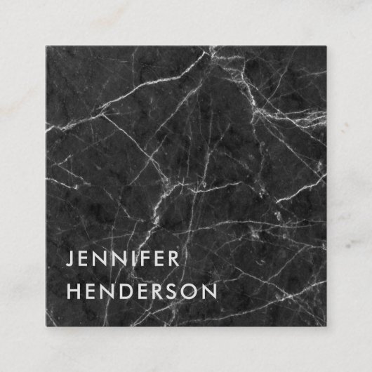 ミニマモダンリスト白黒マーブルプロフェッショナル スクエア名刺 (正面)