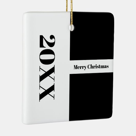 ミニマモダンリスト白黒メリークリスマス セラミックオーナメント (右)