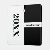 ミニマモダンリスト白黒メリークリスマス セラミックオーナメント (左)