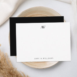 ミニマモダンリスト白黒モノグラエレガントム ノートカード