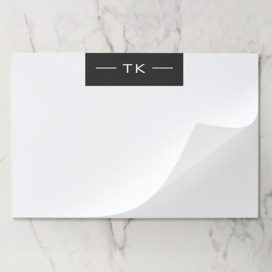 ミニマモダンリスト白黒モノグラムイニシャル ペーパーパッド (折り畳み)