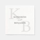 ミニマモダンリスト白黒モノグラム結婚ズ スタンダードカクテルナプキン (正面)