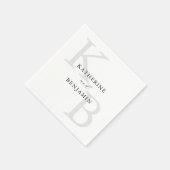 ミニマモダンリスト白黒モノグラム結婚ズ スタンダードカクテルナプキン (角)