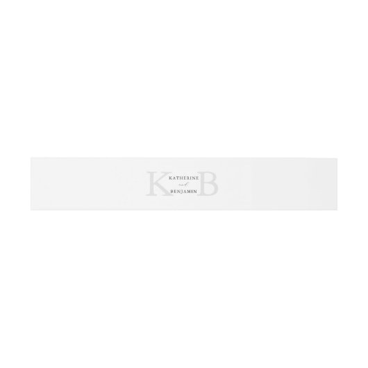 ミニマモダンリスト白黒モノグラム結婚ズ 招待状ベリーバンド (フラット)