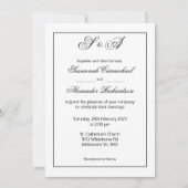 ミニマモダンリスト白黒モノグラム結婚ズ 招待状 (正面)