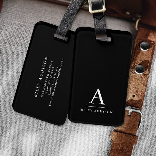 ミニマモダンリスト白黒モノグラム ラゲッジタグ