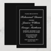 ミニマモダンリスト白黒リハーサルディナー 招待状 (正面/裏面)