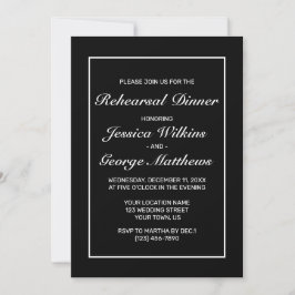 ミニマモダンリスト白黒リハーサルディナー 招待状