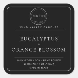 ミニマモダンリスト白黒ロゴキャンドルラベル スクエアシール