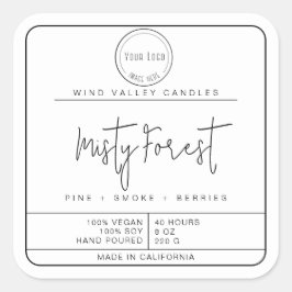 ミニマモダンリスト白黒ロゴキャンドルラベル スクエアシール