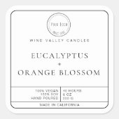 ミニマモダンリスト白黒ロゴキャンドルラベル スクエアシール (正面)