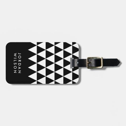 ミニマモダンリスト白黒三角荷物タグ ラゲッジタグ (正面横)