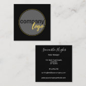 ミニマモダンリスト白黒会社ロゴカスタム スクエア名刺 (正面/裏面)