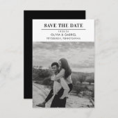 ミニマモダンリスト白黒写真の日付を保存 セーブザデート (正面/裏面)