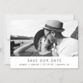 ミニマモダンリスト白黒写真の日付を保存 マグネット招待状 (正面)