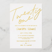 ミニマモダンリスト白黒写真サプライズ21st 箔招待状 (正面)