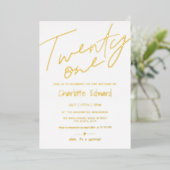 ミニマモダンリスト白黒写真サプライズ21st 箔招待状 (立ち正面)