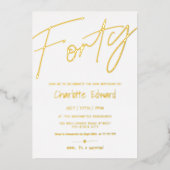 ミニマモダンリスト白黒写真サプライズ40th 箔招待状 (正面)